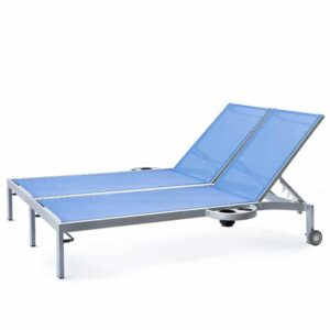 BLEAU G2 BL2 7165-46WR/L Double Chaise Lounge with Wheels and Side Trays